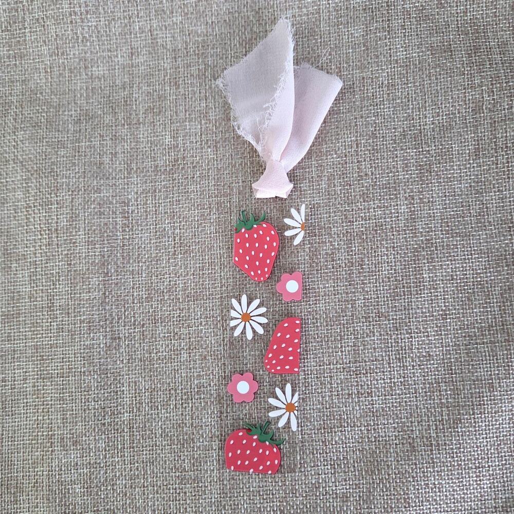 Strawberry Patch Cottagecore Bookmark - Clear Acrylic Botanical Page Marker